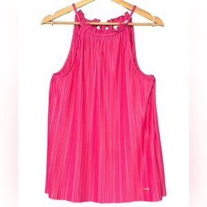 NINE WEST HALTER PLEADED BLOUSE SHIRT KNIT TOP SIZE MEDIUM